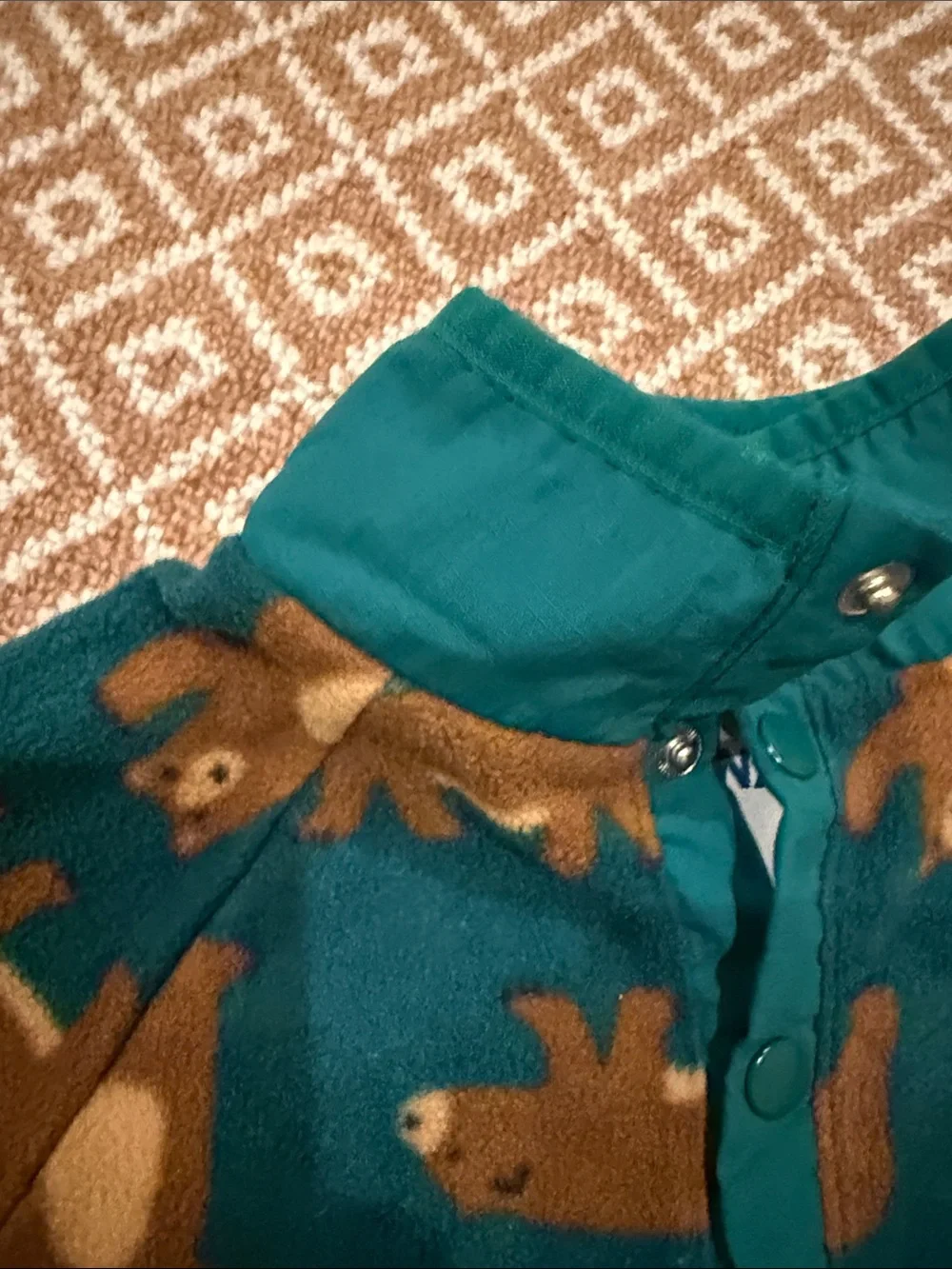 Old Navy Kids Bear-Print Fleece Pullover - Teal & Brown Size 3T